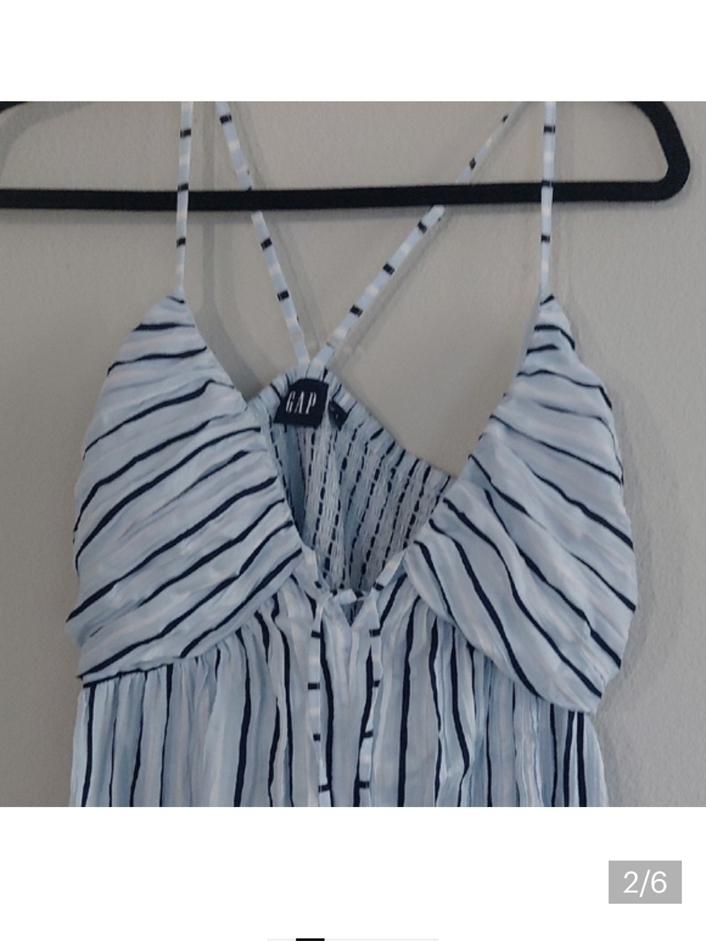 GAP White and Navy Vertical-Strip Maxi Dress - Picture 2 of 6